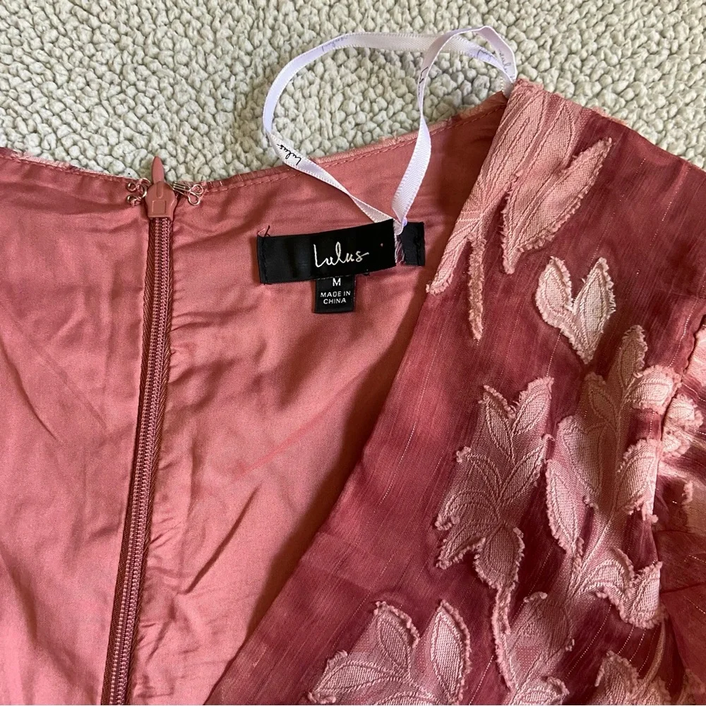 Lulus Meant to Shine Mauve Floral Jacquard Mini Dress - Size M - Picture 10 of 10